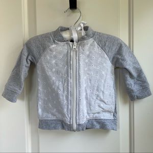 Zip-up Eyelet Sweatshirt | 6-12 mo